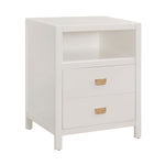Benzara Wooden End Table with Two Drawers and One Open Shelf, White