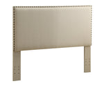 Benzara Wooden Full Queen Size Headboard with Nail head Trim Details, Beige