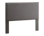 Benzara Wooden Full Queen Size Headboard with Nail head Trim Details, Gray