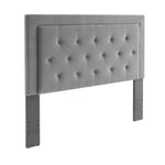 Benzara Fabric Upholstered Full Queen Headboard with Button Tufted Accent,Gray