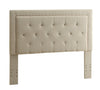 Benzara Fabric Upholstered Full Queen Headboard with Button Tufting, Beige