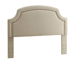 Benzara Wood and Fabric Full Queen Size Headboard with Scalloped Edges, Beige