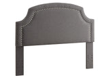 Benzara Wood and Fabric Full Queen Size Headboard with Scalloped Edges, Gray