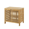 Benzara Slated Design Bamboo Hamper with Spacious Storage and Hinge Lid, Brown