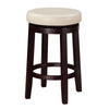 Benzara Fabric Upholstered Counter Stool with Slanted Legs, Brown and White