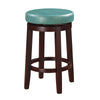 Benzara Fabric Upholstered Counter Stool with Slanted Legs, Brown and Blue