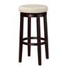 Benzara Fabric Upholstered Bar Stool with Slanted Legs, Brown and White
