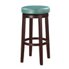 Benzara Fabric Upholstered Bar Stool with Slanted Legs, Brown and Blue