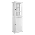 Benzara Free Standing Wood and Glass Cabinet with Spacious Storage, White