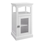 Benzara Wood and Glass Demi Cabinet with Spacious Storage, White