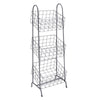 Benzara 3 Tier Grid Design Metal Basket Stand with Tubular Frame, Silver