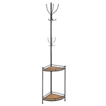 Benzara Industrial Style Corner Metal and Wood Coat Rack, Black and Brown