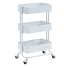 Benzara 3 Tier Metal Cart with Tubular Frame and Spacious Storage, White