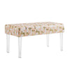 Benzara Upholstered Bench with Sequin Accents and Acrylic Legs, Multicolor