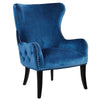 Benzara BM144320 Wingback Design Velvet Accent Chair with Wooden Legs, Blue & Black