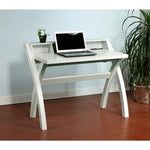 Benzara Sleek Contemporary Desk with Cross Legs, White