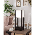 Benzara 24 inch Wood and PVC Floor Lamp with 1 Drawer, Brown