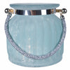 Benzara Blue Frosted Vase with Sparkling Handle