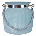Benzara Blue Frosted Vase with Sparkling Handle