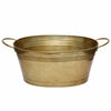 Benzara Large Gold Finish Tub with Side Handles