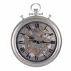 Benzara Large Wall Clock, Metallic Gray