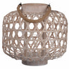 Benzara Basket Styled Beautiful Coconino Wood Lattice Lantern Round