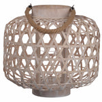 Benzara Basket Styled Beautiful Coconino Wood Lattice Lantern Round