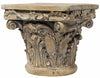 Benzara Traditional Resin Decorative Pedestal with Scrolled Design, Weathered Brown