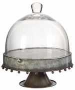 Benzara Well Designed Pedestal Plate with Glass Dome, Large