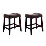 Benzara Stylish Wooden Saddle Chair Script, Brown, Set of 2