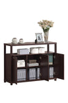 Benzara Hill Console Table with open compartment and shelves, Espresso