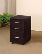 Benzara 3 Drawer Wooden File Cabinet with Casters and Metal Handles, Brown