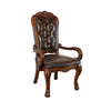 Benzara Carved Wooden Frame Leatherette Arm Chair with Claw Legs, Brown