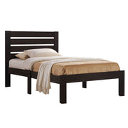 Benzara Wooden Queen Size Bed with Slatted Design Headboard, Espresso Brown