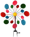 Benzara Multi Color Metal Circles Windmill with Stake & Fence Topper