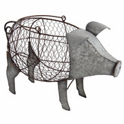 Benzara Uniquely Functional Metal Pig Basket