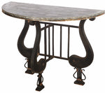 Benzara Antique Upgraded Demilune Console Table