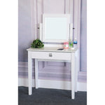 Benzara 1 Drawer Wooden Vanity Table with AdjusTable Mirror, White