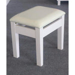 Benzara 17.50 Inch Wooden Frame Padded Vanity Stool, White