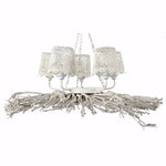 Benzara Appealing 5 Light Shaded Chandelier, White