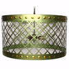 Benzara Elegant Drum Shaped Metal Chandelier With Bulb Holders, Green
