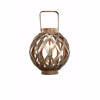 Benzara Charmingly Designed Round Lantern, Brown and Silver