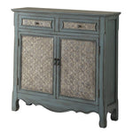 Benzara 2 Door Cabinet Wooden Console Table, Distressed Blue