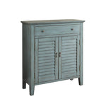 Benzara 2 Shutter Door Cabinet Wooden Console Table with Tapered Legs, Antique Blue