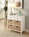 Benzara 4 Weave Drawer Front Wooden Chest with Tapered Legs, White