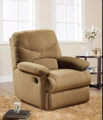 Benzara Arcadia Microfiber Glider Recliner, Light Brown