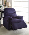 Benzara Arcadia Comfy Recliner in Blue Woven Fabric