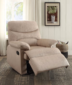 Benzara Arcadia Smart Looking Recliner, Beige Woven Fabric