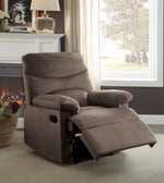 Benzara Arcadia Recliner, Light Brown Woven Fabric