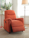 Benzara Fabric Upholstered Recliner with Power Lift Mechanism, Orange